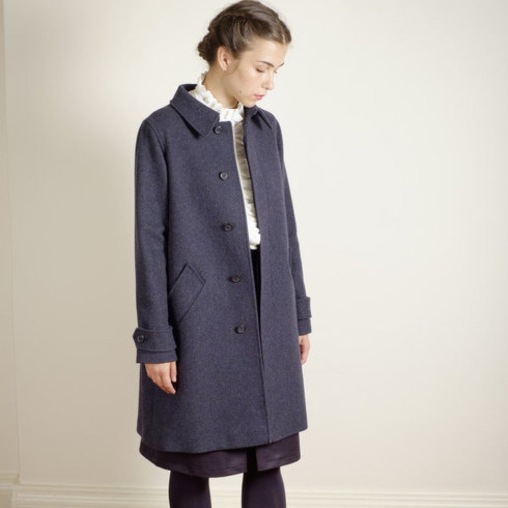 NWT A.P.C Mac Dinard Wool Blend Coat in Marine